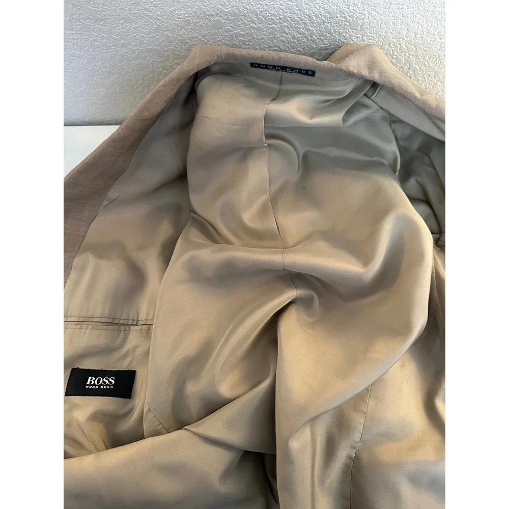 Hugo Boss Men's Tan 3-Button Ticket Pocket Blazer Sport Coat with Trousers40R
